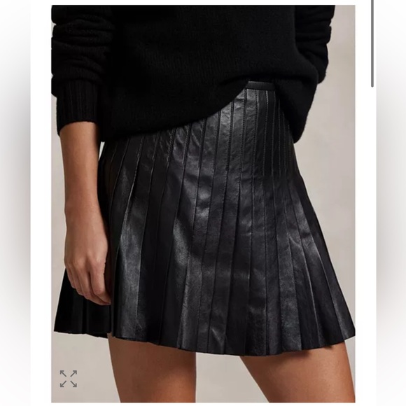 NWT Polo Ralph Lauren Knife-Pleated Lambskin Miniskirt - Picture 3 of 17